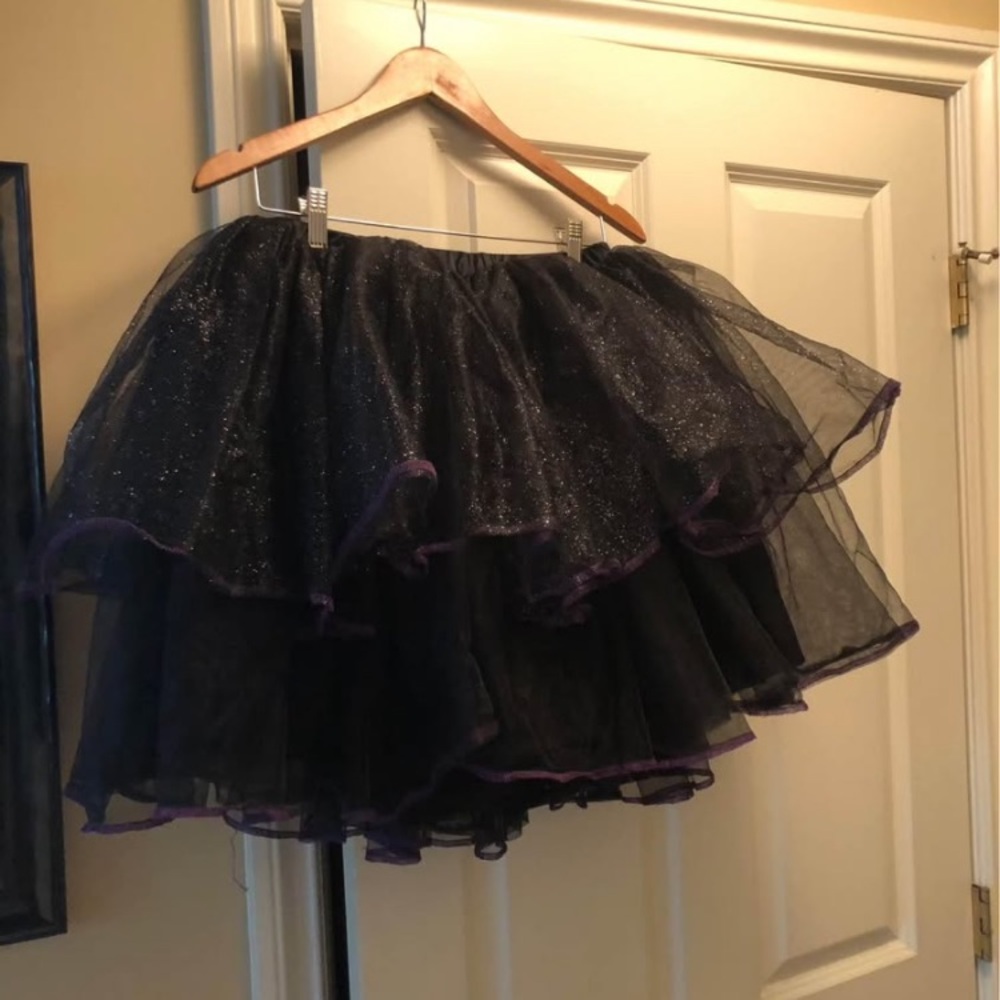 Black Bubble Mini Skirt with Tiered High-Low Design